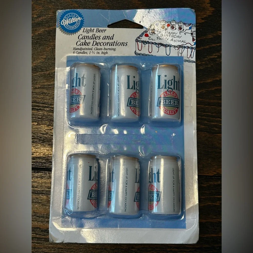 Vintage Wilton Light BEER Candles & Cake Decorations 6-pack for 21st Birthday !!